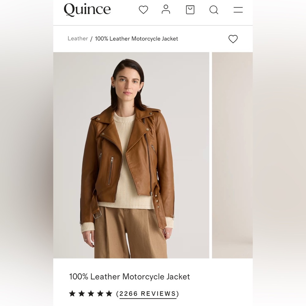 Quince Womens 100% Leather Motorcycle Jacket Size L